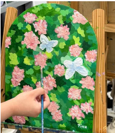 Floral painting in progress